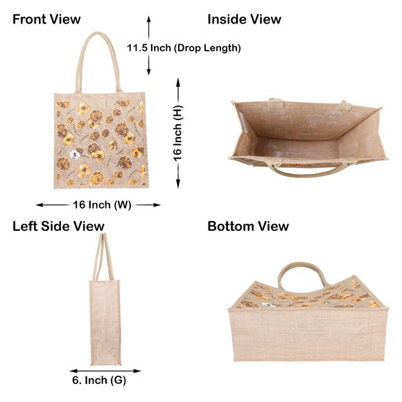 Printed Jute Bag Burlap Tote Bag for Bridesmaid Gift Travel Shopping Wedding - Picture 4 of 13